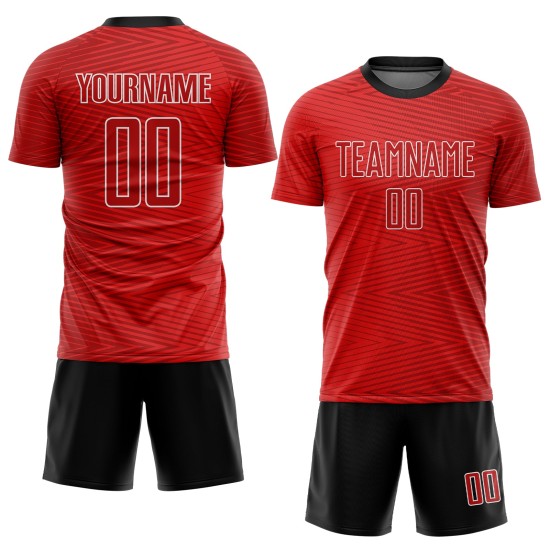Maillot de football personnalisé à sublimation rouge et noir Maillot de football personnalisé à sublimation rouge et noir