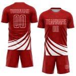 Maillot de football personnalisé à sublimation avec motifs de vent rouge et blanc Maillot de football personnalisé à sublimation avec motifs de vent rouge et blanc