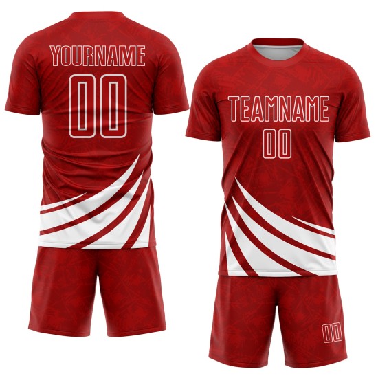 Maillot de football personnalisé à sublimation avec motifs de vent rouge et blanc Maillot de football personnalisé à sublimation avec motifs de vent rouge et blanc