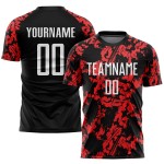Maillot de football personnalisé à sublimation rouge, blanc et noir Maillot de football personnalisé à sublimation rouge, blanc et noir