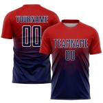 Maillot de football personnalisé à sublimation rouge, bleu marine et blanc Maillot de football personnalisé à sublimation rouge, bleu marine et blanc