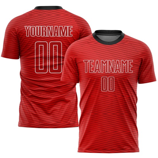Maillot de football personnalisé à sublimation rouge et noir Maillot de football personnalisé à sublimation rouge et noir