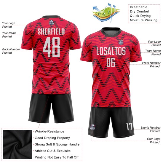Maillot de football personnalisé à sublimation rouge, blanc et noir Maillot de football personnalisé à sublimation rouge, blanc et noir