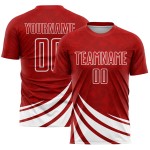 Maillot de football personnalisé à sublimation avec motifs de vent rouge et blanc Maillot de football personnalisé à sublimation avec motifs de vent rouge et blanc