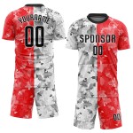 Maillot de football personnalisé à sublimation rouge, noir et blanc Maillot de football personnalisé à sublimation rouge, noir et blanc