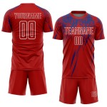 Maillot de football personnalisé à sublimation rouge royal et blanc Maillot de football personnalisé à sublimation rouge royal et blanc