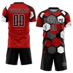Maillot de football personnalisé à sublimation rouge, noir et blanc Maillot de football personnalisé à sublimation rouge, noir et blanc