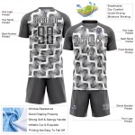 Maillot de football personnalisé à sublimation, lignes blanches et gris acier Maillot de football personnalisé à sublimation, lignes blanches et gris acier