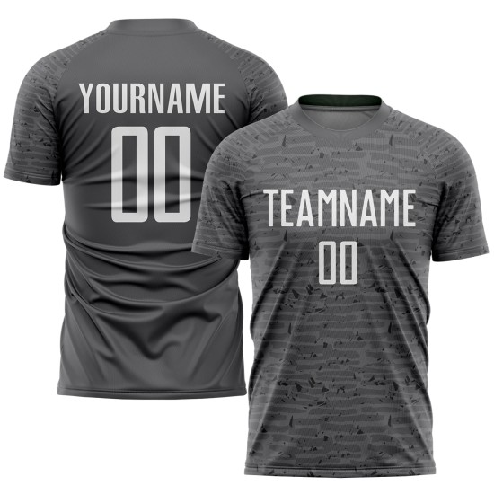 Maillot de football personnalisé gris acier et blanc par sublimation Maillot de football personnalisé gris acier et blanc par sublimation