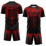Maillot de football personnalisé rouge et noir par sublimation Maillot de football personnalisé rouge et noir par sublimation