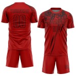 Maillot de football personnalisé rouge et noir par sublimation Maillot de football personnalisé rouge et noir par sublimation