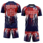 Maillot de football personnalisé à sublimation rouge royal et blanc Maillot de football personnalisé à sublimation rouge royal et blanc