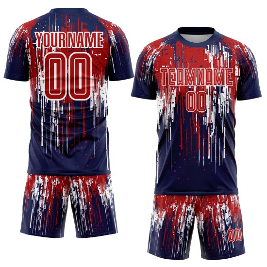 Maillot de football personnalisé à sublimation rouge royal et blanc Maillot de football personnalisé à sublimation rouge royal et blanc