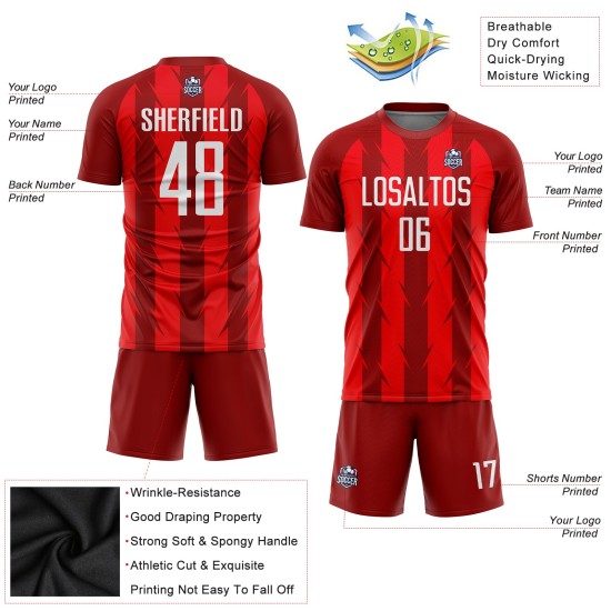 Maillot de football personnalisé à sublimation rouge et blanc Maillot de football personnalisé à sublimation rouge et blanc