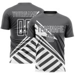 Maillot de football personnalisé à sublimation, lignes blanches et gris acier Maillot de football personnalisé à sublimation, lignes blanches et gris acier