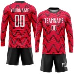 Maillot de football personnalisé à sublimation rouge, blanc et noir Maillot de football personnalisé à sublimation rouge, blanc et noir