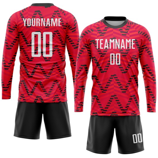Maillot de football personnalisé à sublimation rouge, blanc et noir Maillot de football personnalisé à sublimation rouge, blanc et noir