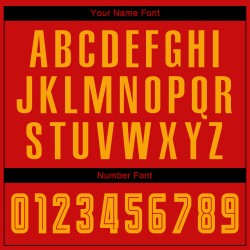 Maillot de football personnalisé rouge, or et noir, imprimé par sublimation