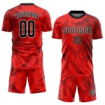 Maillot de football personnalisé à sublimation rouge, noir et blanc Maillot de football personnalisé à sublimation rouge, noir et blanc