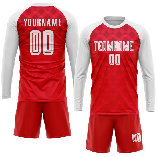 Maillot de football personnalisé à sublimation rouge et blanc pour extérieur Maillot de football personnalisé à sublimation rouge et blanc pour extérieur