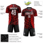 Maillot de football personnalisé à sublimation rouge, noir et blanc Maillot de football personnalisé à sublimation rouge, noir et blanc