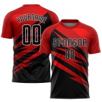 Maillot de football personnalisé à sublimation rouge, noir et blanc Maillot de football personnalisé à sublimation rouge, noir et blanc