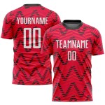Maillot de football personnalisé à sublimation rouge, blanc et noir Maillot de football personnalisé à sublimation rouge, blanc et noir