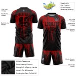 Maillot de football personnalisé rouge et noir par sublimation Maillot de football personnalisé rouge et noir par sublimation