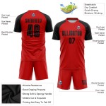 Maillot de football personnalisé rouge et noir par sublimation Maillot de football personnalisé rouge et noir par sublimation