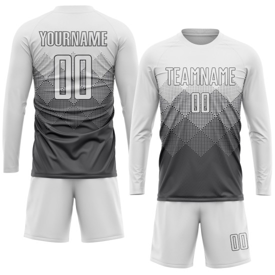 Maillot de football personnalisé gris acier et blanc par sublimation Maillot de football personnalisé gris acier et blanc par sublimation