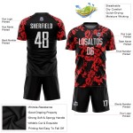 Maillot de football personnalisé à sublimation rouge, blanc et noir Maillot de football personnalisé à sublimation rouge, blanc et noir