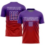 Maillot de football personnalisé à sublimation rouge, violet et blanc Maillot de football personnalisé à sublimation rouge, violet et blanc