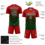 Maillot de football personnalisé à sublimation rouge, vert et blanc Maillot de football personnalisé à sublimation rouge, vert et blanc