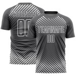Maillot de football personnalisé à sublimation, lignes diagonales grises et blanches Maillot de football personnalisé à sublimation, lignes diagonales grises et blanches