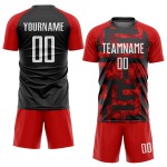 Maillot de football personnalisé à sublimation rouge, blanc et noir Maillot de football personnalisé à sublimation rouge, blanc et noir