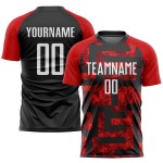 Maillot de football personnalisé à sublimation rouge, blanc et noir Maillot de football personnalisé à sublimation rouge, blanc et noir
