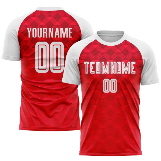 Maillot de football personnalisé à sublimation rouge et blanc pour extérieur Maillot de football personnalisé à sublimation rouge et blanc pour extérieur