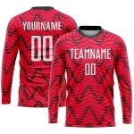 Maillot de football personnalisé à sublimation rouge, blanc et noir Maillot de football personnalisé à sublimation rouge, blanc et noir