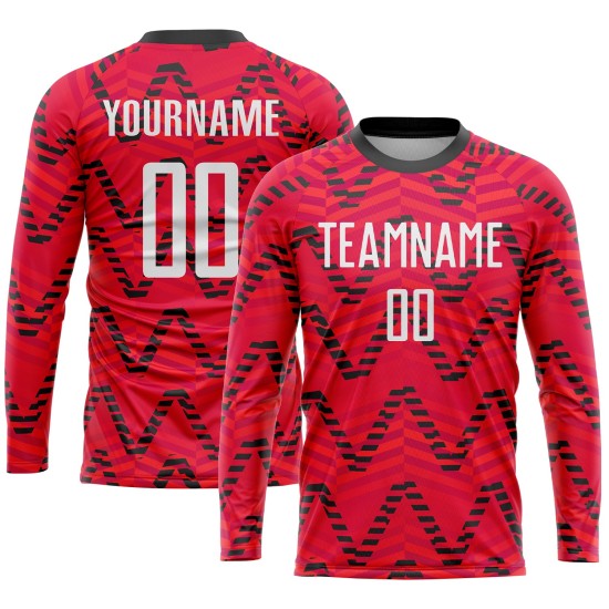 Maillot de football personnalisé à sublimation rouge, blanc et noir Maillot de football personnalisé à sublimation rouge, blanc et noir