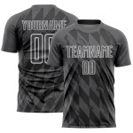 Maillot de football personnalisé à sublimation géométrique gris acier et blanc Maillot de football personnalisé à sublimation géométrique gris acier et blanc