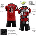 Maillot de football personnalisé à sublimation rouge, noir et blanc Maillot de football personnalisé à sublimation rouge, noir et blanc