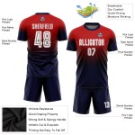 Maillot de football personnalisé rouge, blanc et bleu marine, imprimé par sublimation Maillot de football personnalisé rouge, blanc et bleu marine, imprimé par sublimation