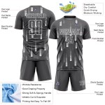 Maillot de football personnalisé à sublimation géométrique gris acier et blanc Maillot de football personnalisé à sublimation géométrique gris acier et blanc