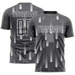 Maillot de football personnalisé à sublimation géométrique gris acier et blanc Maillot de football personnalisé à sublimation géométrique gris acier et blanc