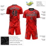 Maillot de football personnalisé à sublimation rouge, noir et blanc Maillot de football personnalisé à sublimation rouge, noir et blanc