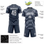 Maillot de football personnalisé gris acier et blanc par sublimation Maillot de football personnalisé gris acier et blanc par sublimation