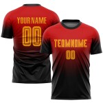 Maillot de football personnalisé rouge, or et noir, imprimé par sublimation Maillot de football personnalisé rouge, or et noir, imprimé par sublimation