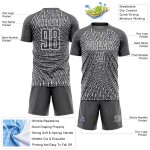 Maillot de football personnalisé à sublimation, lignes blanches et gris acier Maillot de football personnalisé à sublimation, lignes blanches et gris acier