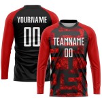 Maillot de football personnalisé à sublimation rouge, blanc et noir Maillot de football personnalisé à sublimation rouge, blanc et noir
