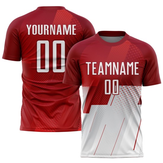 Maillot de football personnalisé à sublimation rouge et blanc Maillot de football personnalisé à sublimation rouge et blanc